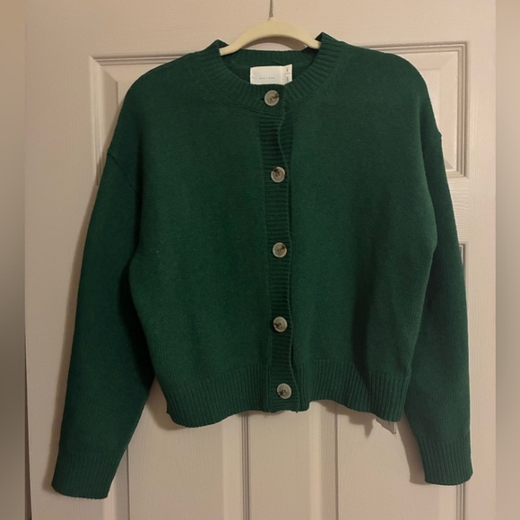 Green Knit Long Sleeve Button Down Women's Cardigan - Picture 4 of 8